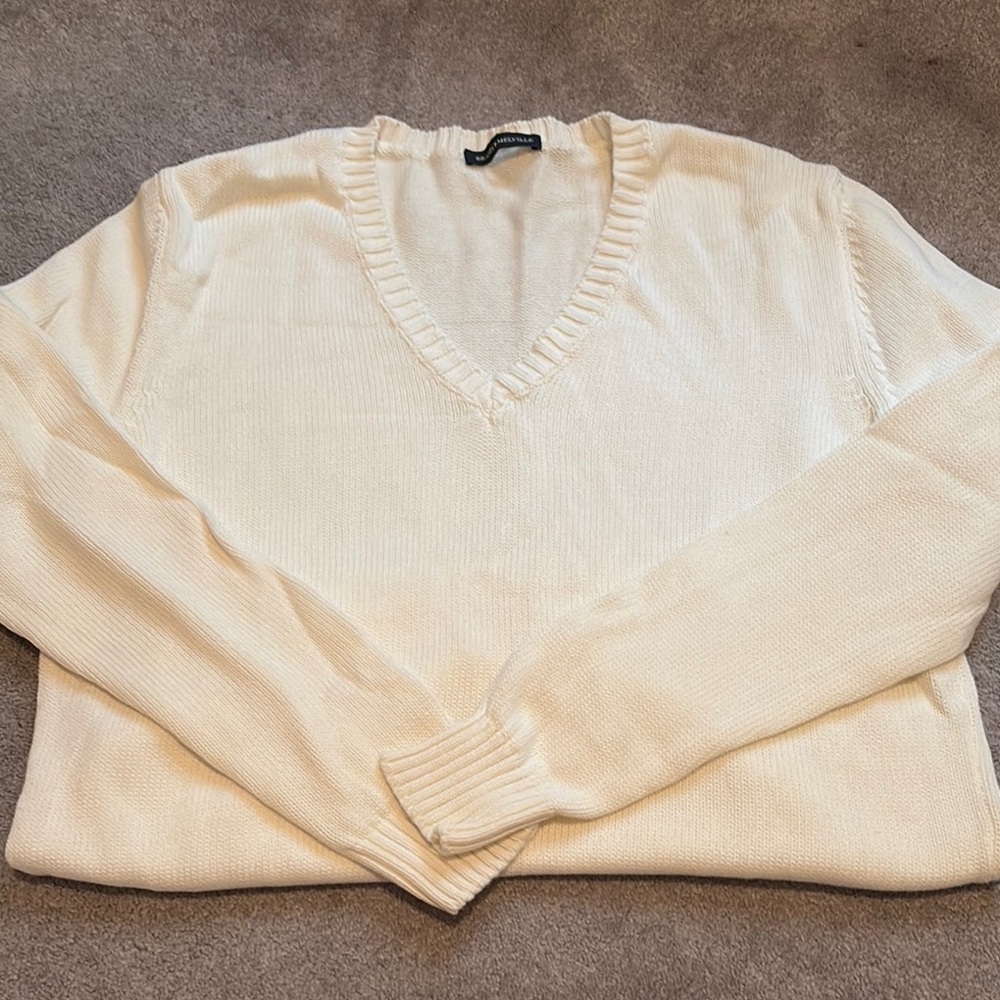 Brandy Melville Cream V-Neck Sweater